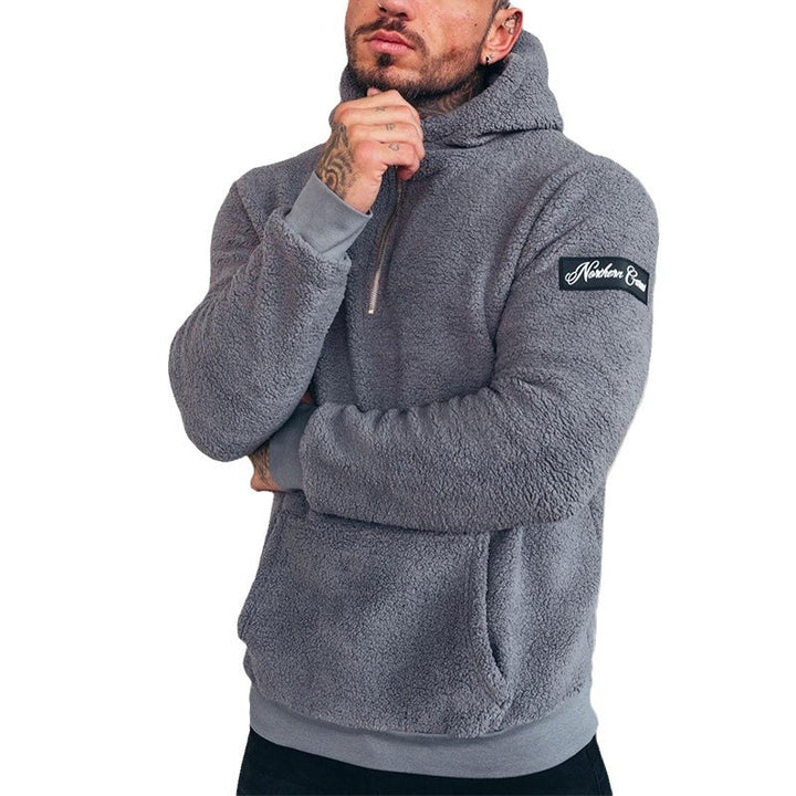 Men's nan sporty teddy fleece hoodie with slim fit and kangaroo pocket Mune Fashion
