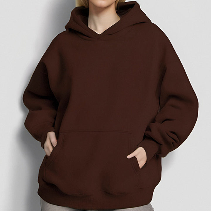 Ladies extra-long oversized hooded sweatshirt with kangaroo pocket, soft fleece lining, and drop shoulder Mune Fashion