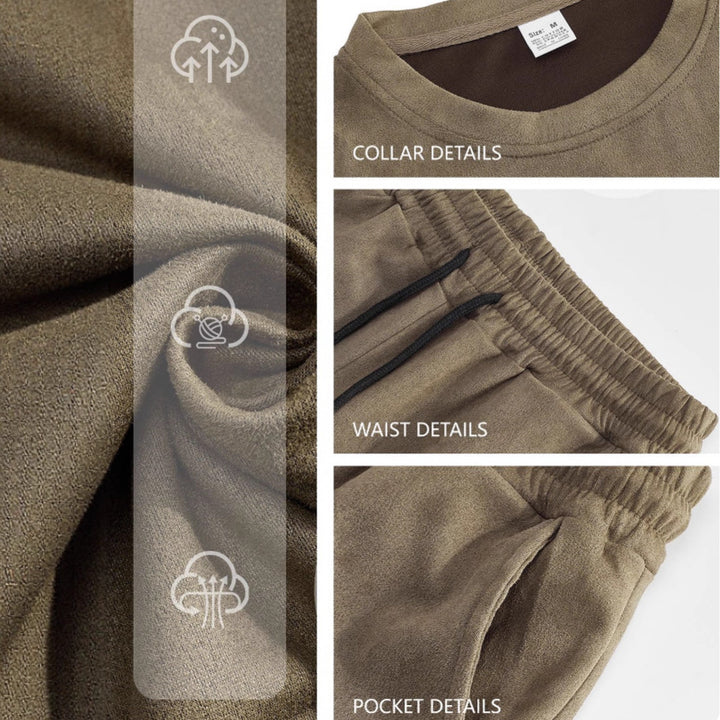 Men's velour lounge set with round neck short sleeve shirt and drawstring shorts Mune Fashion