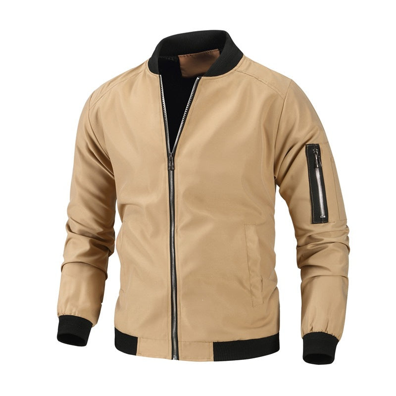Men's Fashionable Bomber Jacket with Side Zipper Pockets Mune Fashion
