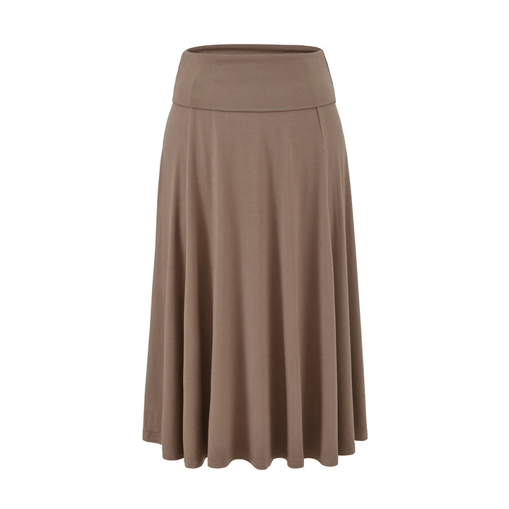 Women's Soft Jersey Maxi Skirt with Foldable Waistband and Flowing A-Line