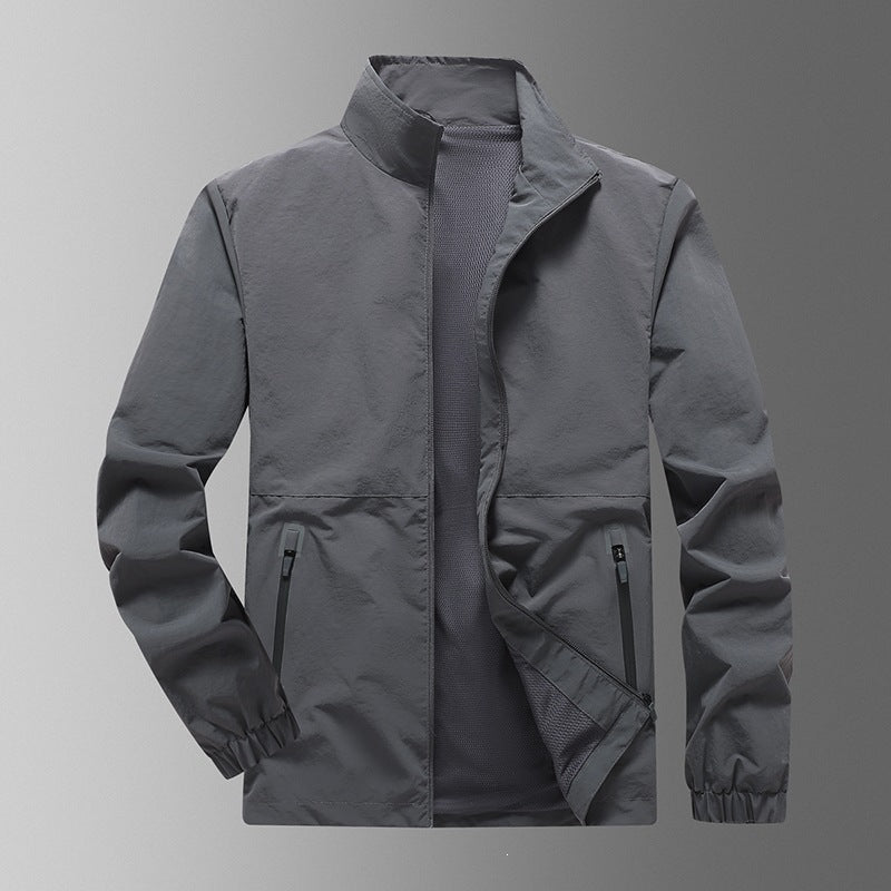 Men's Lightweight Wind Jacket with High Collar Mune Fashion