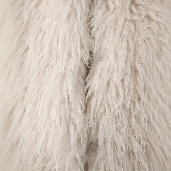 Ladies short-cut faux fur jacket with long-pile shag look and shawl collar Mune Fashion