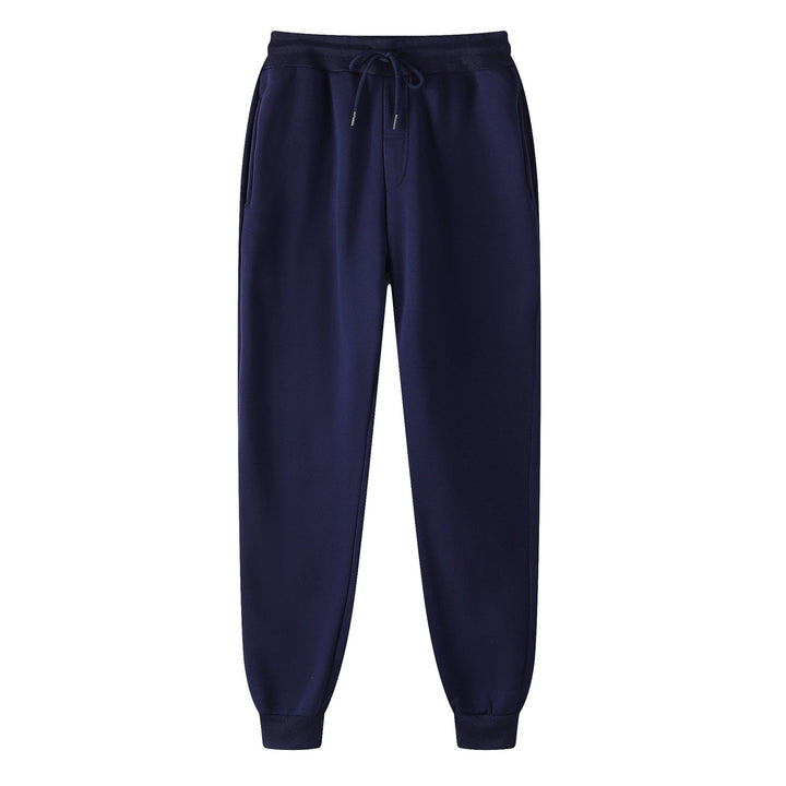 Men's straight-cut sweatpants made of mottled cotton blend with elastic waistband, drawstring, and side pockets Mune Fashion