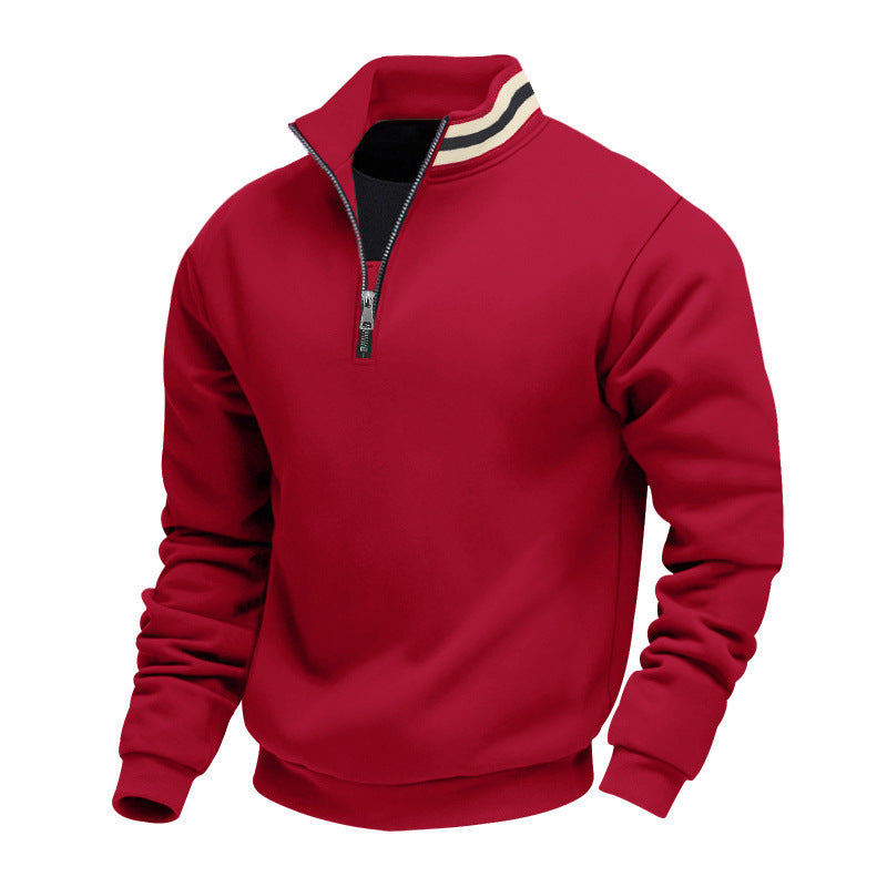 Men's half-zip sweatshirt with sporty ring collar and soft fleece inner lining Mune Fashion