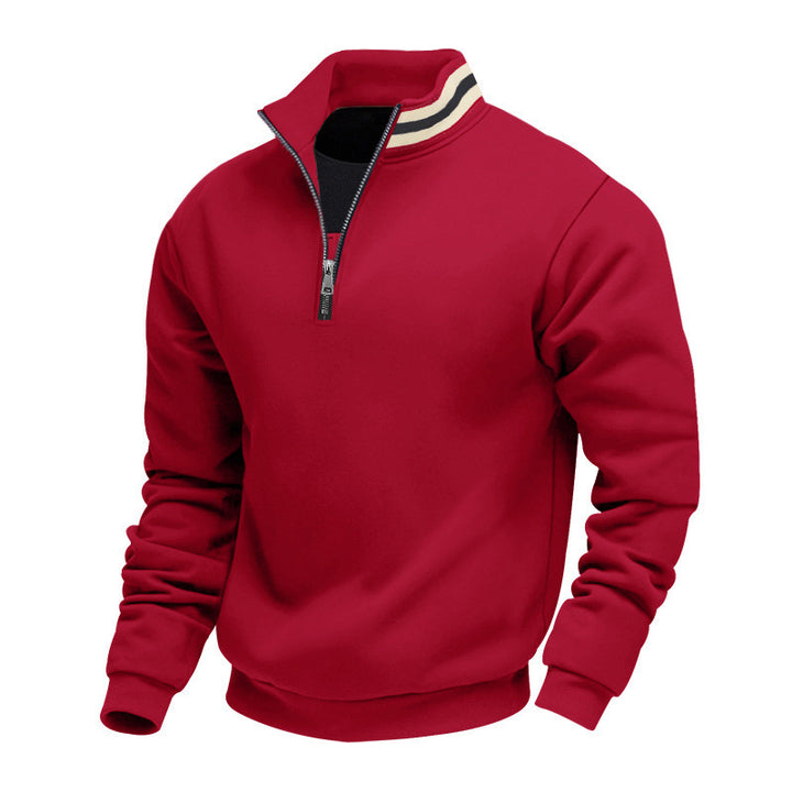 Men's half-zip sweatshirt with sporty ring collar and soft fleece inner lining Mune Fashion