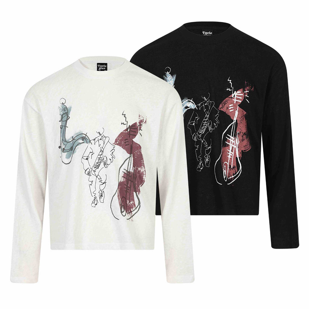 Unisex Long Sleeve Printed Shirt Made of Light Cotton Blend Mune Fashion