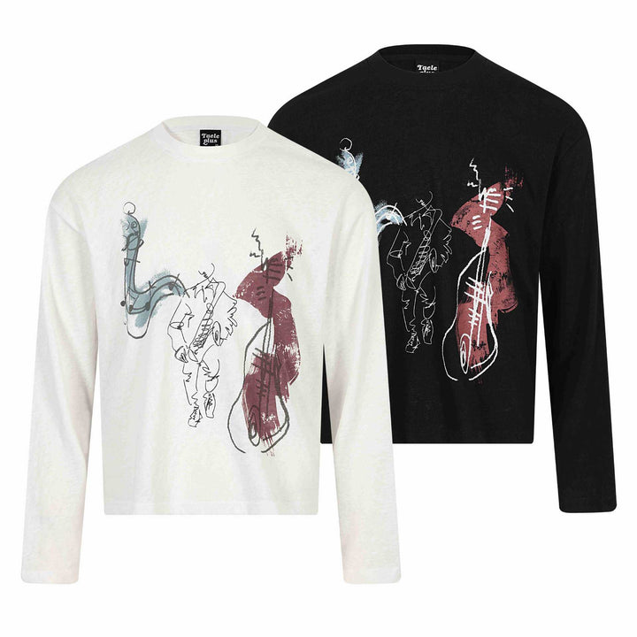 Unisex Long Sleeve Printed Shirt Made of Light Cotton Blend Mune Fashion