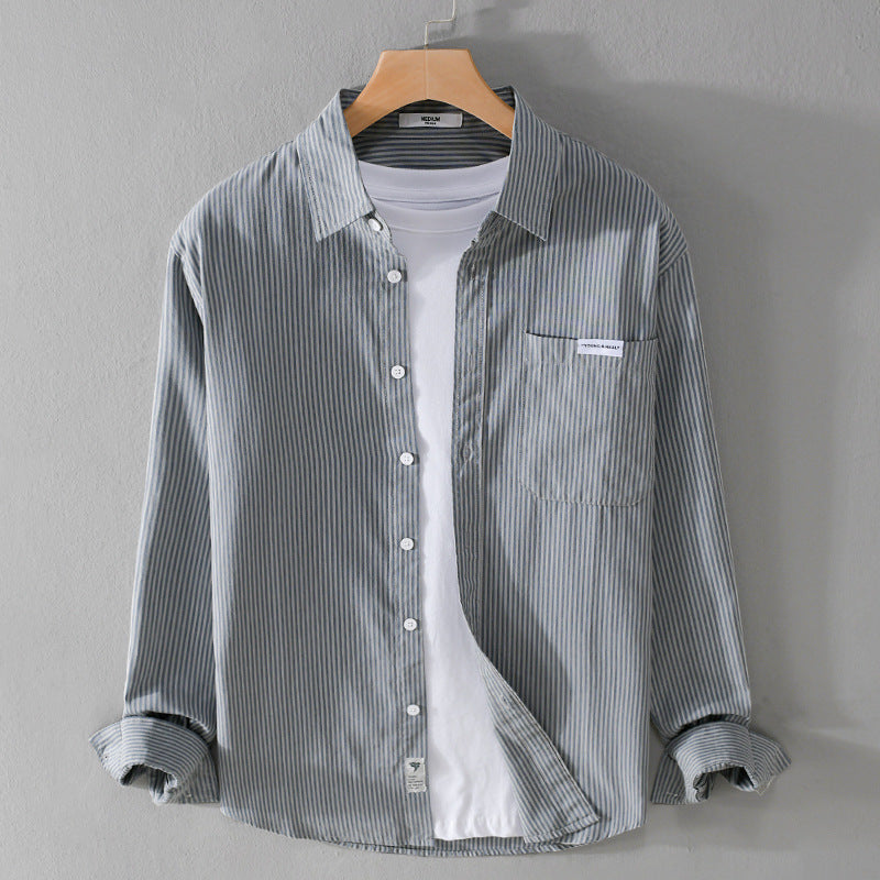 Men's Fine Cord Shirt in Overshirt Style with Chest Pocket, Relaxed Fit and Fine Wave Texture Mune Fashion