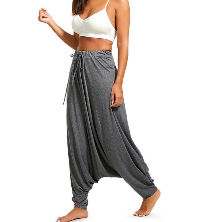 Women wide harem pants made of viscose jersey with elastic waistband and drawstring Mune Fashion