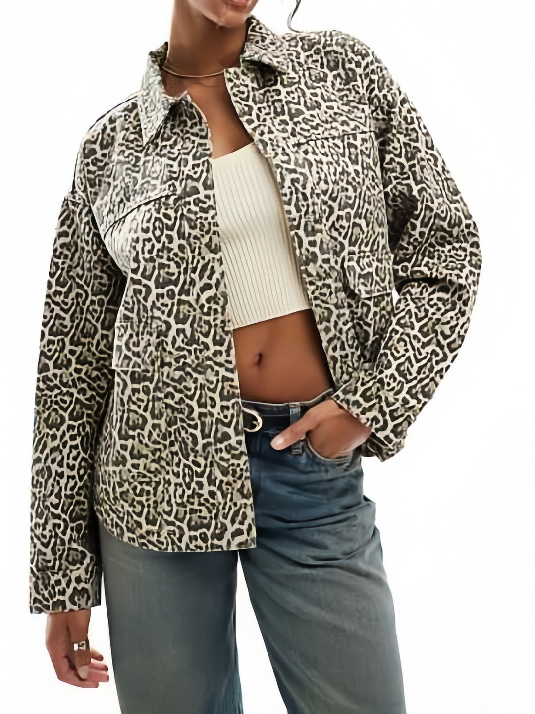 Women's Fashion Jacket with Leopard Print