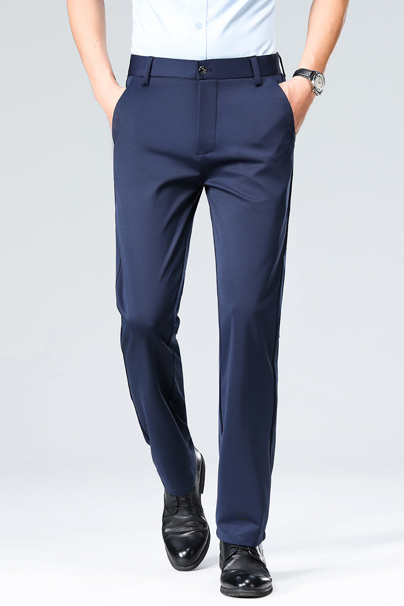 Men's Slim Business Chino Pants with Stretch Twill, Crease & Concealed Zipper Pockets Mune Fashion