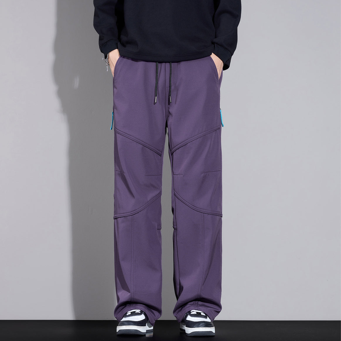 Men's Loose-Fitting Cargo Pants with Drawstring, Knee Panels and Multi-Pockets Mune Fashion
