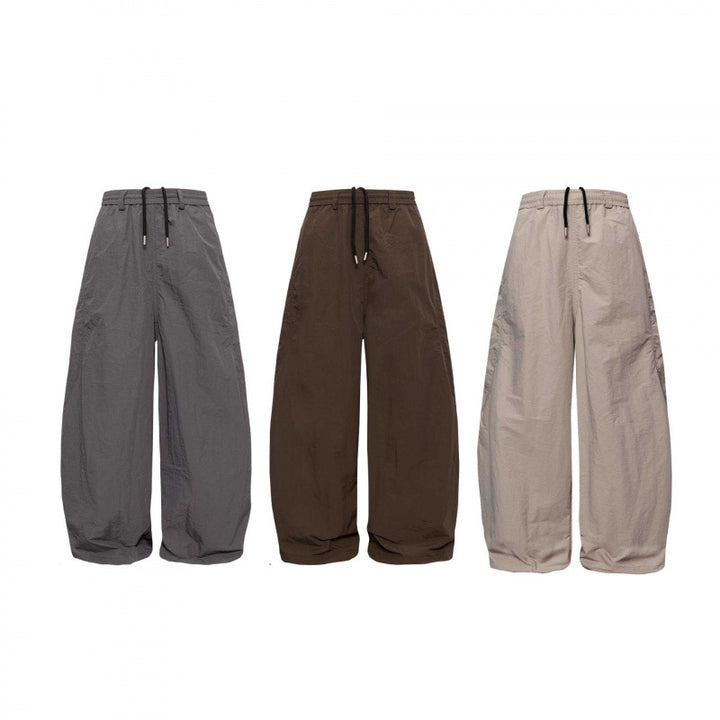 Women Wide-Cut Harem Pants with Elastic Waistband, Drawstring and Balloon Legs Mune Fashion