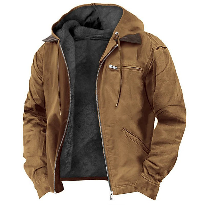 Men's Padded Hoodie Jacket with Teddy Lining, Windproof Canvas and Zipper Pockets Mune Fashion