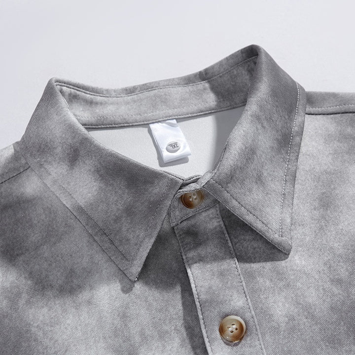Men's Oversized Shirt Jacket in Washed Tie Dye Look with Wooden Button Placket & Casual Silhouette Mune Fashion