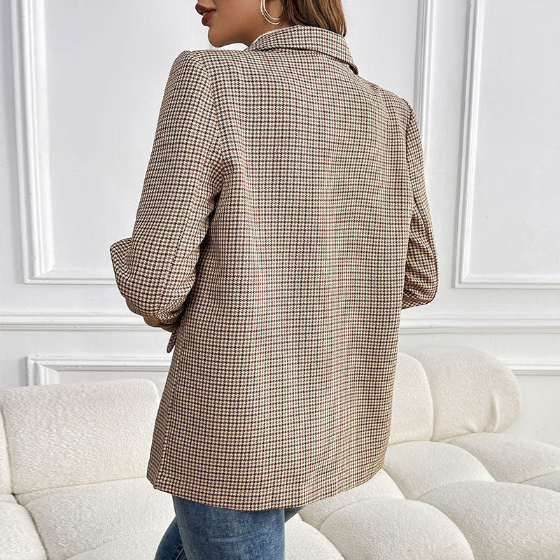 Women Checked Blazer in Elegant Cut Mune Fashion