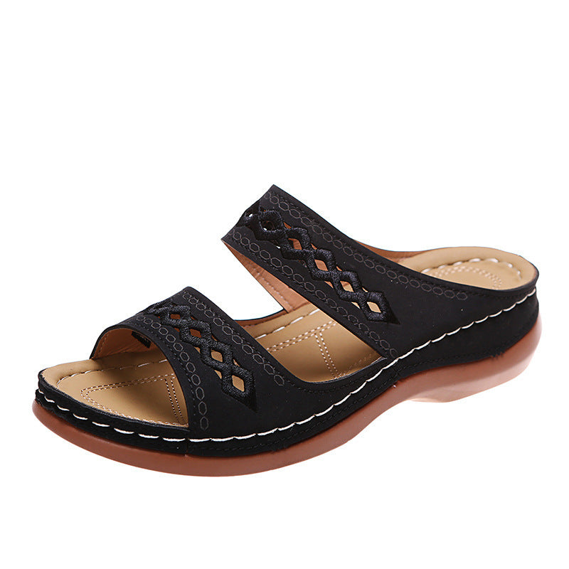 Women's comfort sandals with double strap, embroidery and padded footbed Mune Fashion