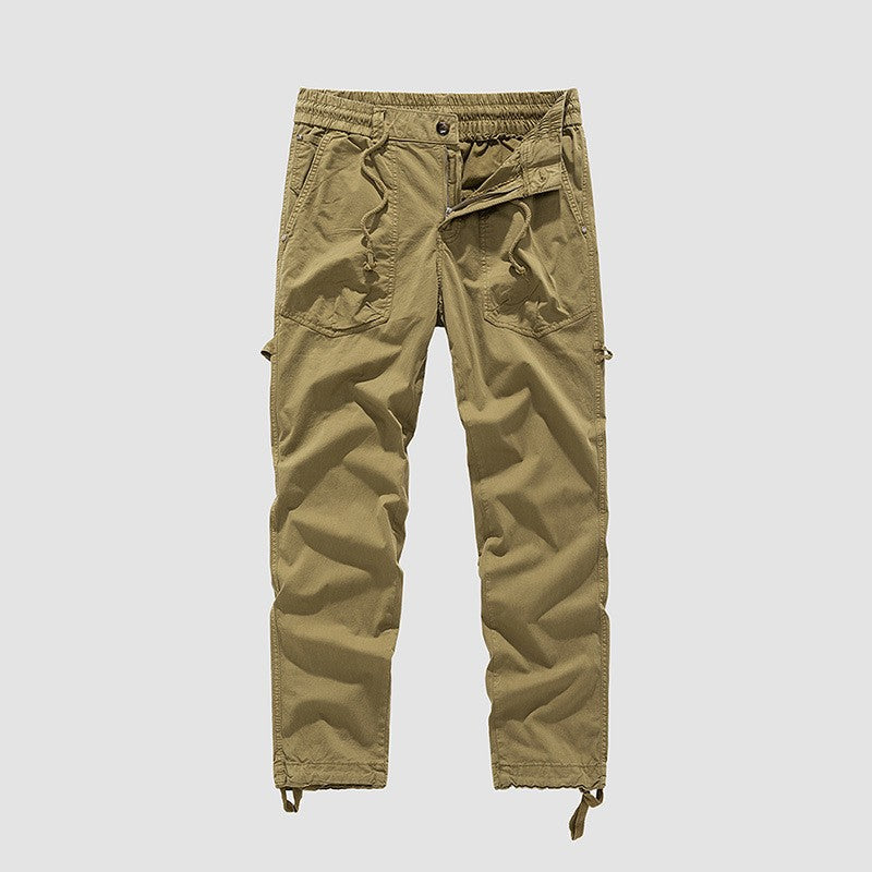 Men's Utility Cargo Pants in Jogger Style with Elastic Comfort Waistband, Multiple Pockets and Drawstrings at Ankles
