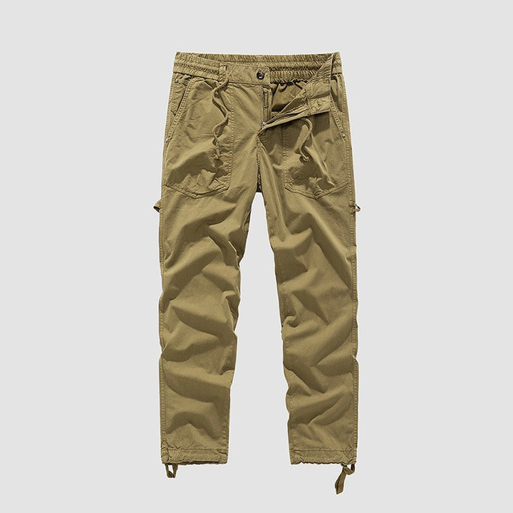 Men's Utility Cargo Pants in Jogger Style with Elastic Comfort Waistband, Multiple Pockets and Drawstrings at Ankles