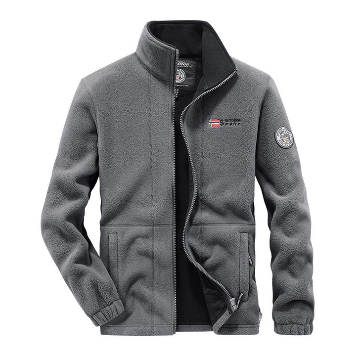 Men's fleece outdoor jacket with full-length zipper, stand collar and zippered pockets Mune Fashion