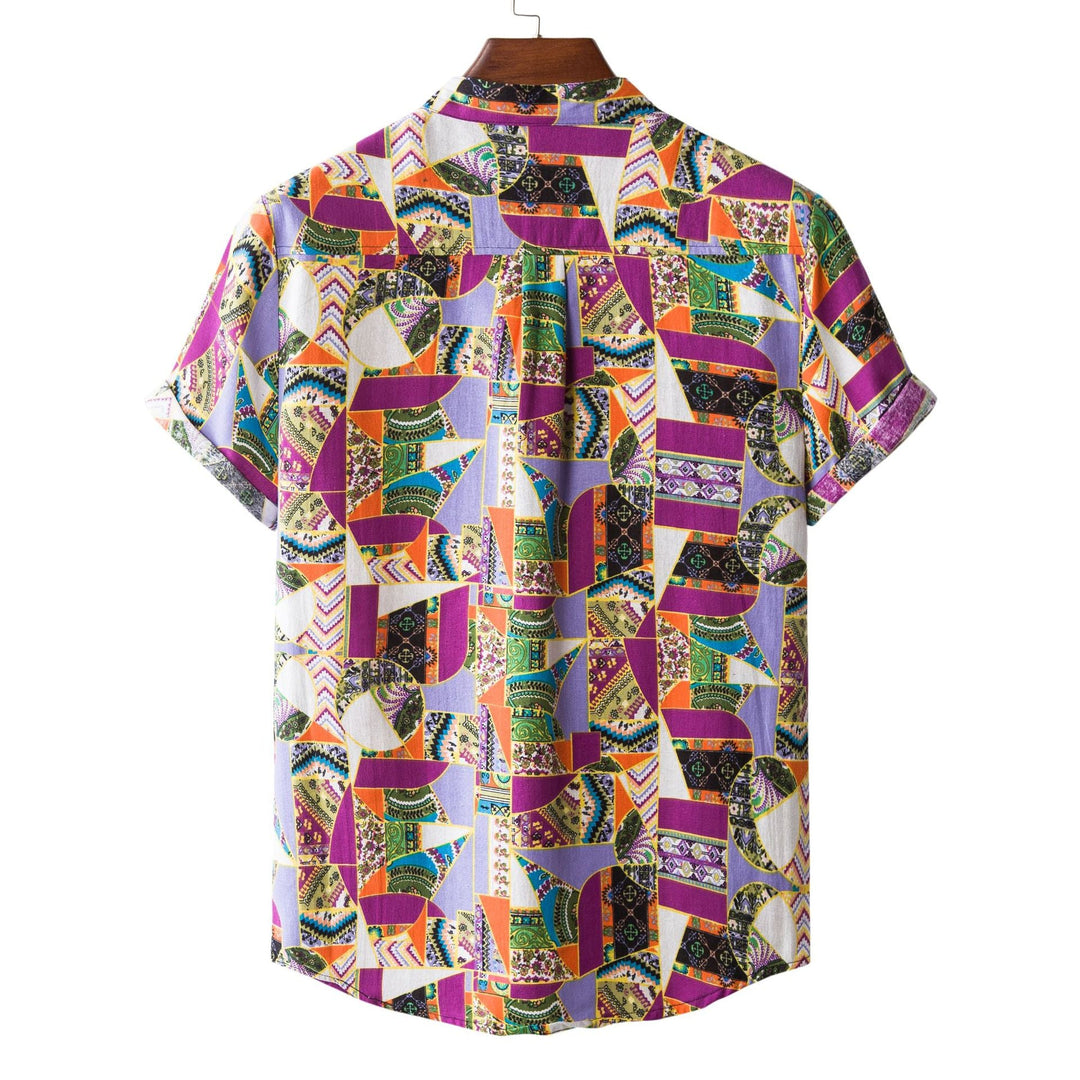 Men's short-sleeve shirt with striking patchwork pattern Mune Fashion