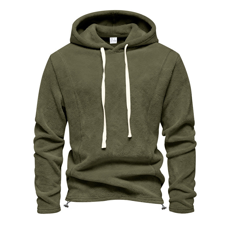 Men's Fluffy Hoodie made of Teddy Fleece with Drawstring Hem Mune Fashion