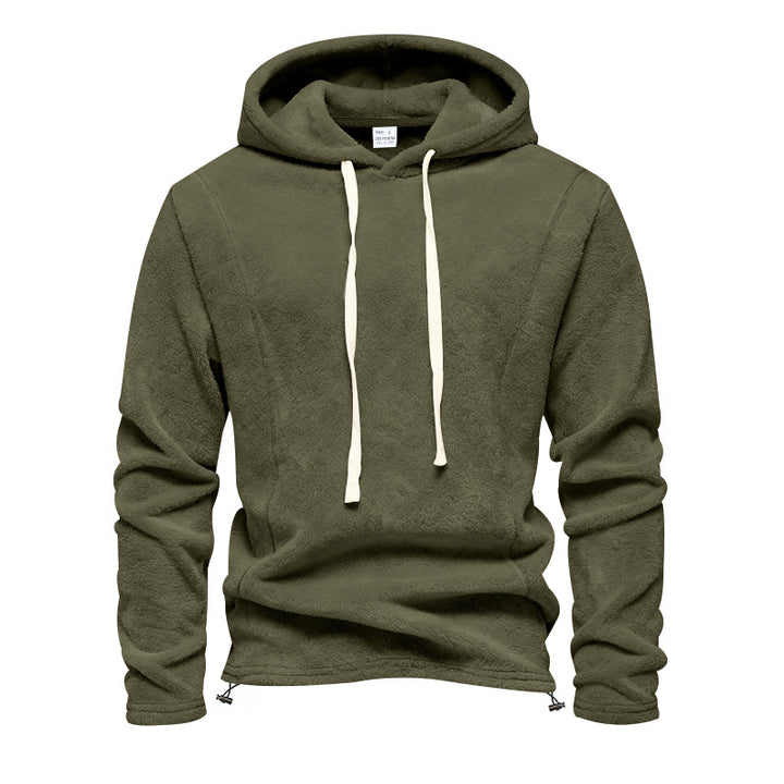 Men's Fluffy Hoodie made of Teddy Fleece with Drawstring Hem Mune Fashion