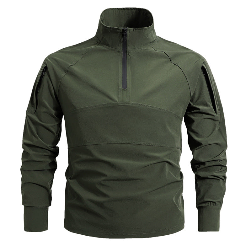 Men's tactical half-zip softshell pullover with arm pockets and high collar Mune Fashion