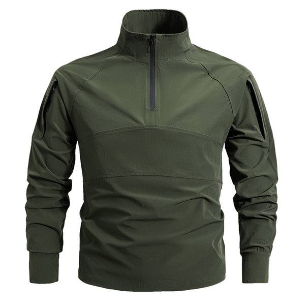 Men's tactical half-zip softshell pullover with arm pockets and high collar Mune Fashion