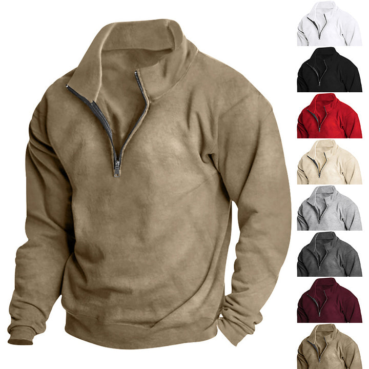 Men's high-collar half-zip sweatshirt with stand-up collar, relaxed oversized fit and ribbed cuffs Mune Fashion