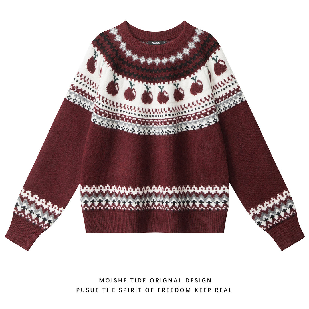 Ladies Patterned Knit Sweater Mune Fashion