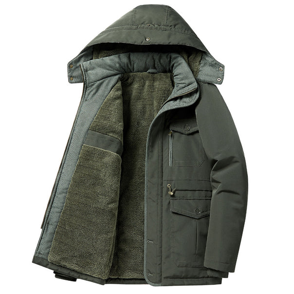 Men's padded parka jacket with teddy lining, hood, and multifunctional pockets Mune Fashion