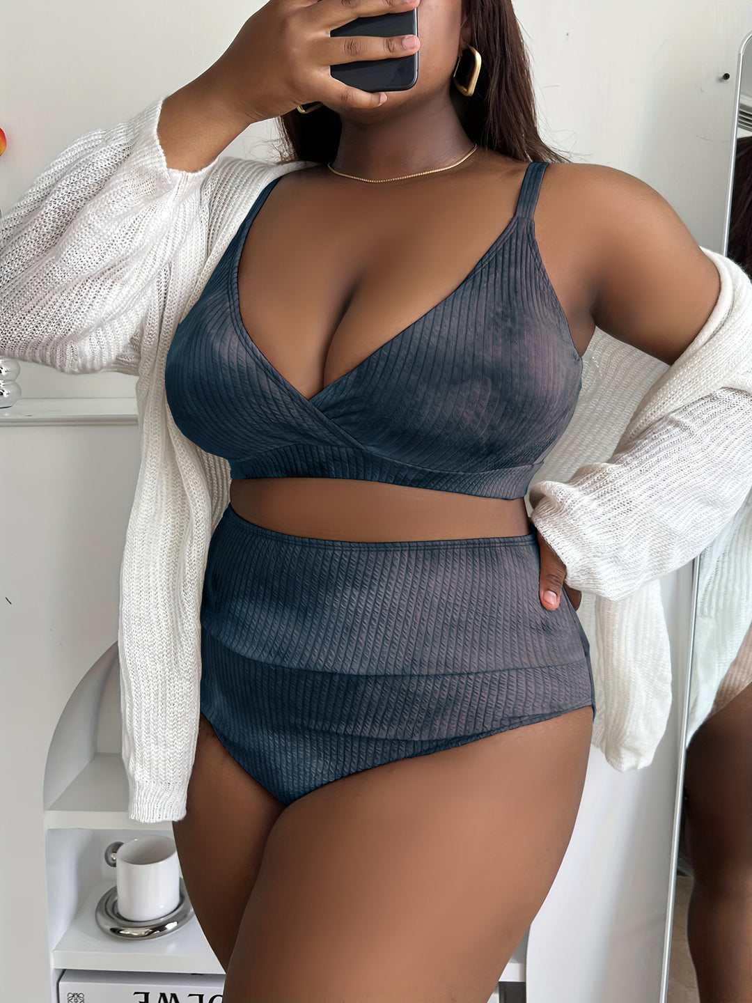 Ladies high-waisted bikini set with sophisticated ribbed design Mune Fashion