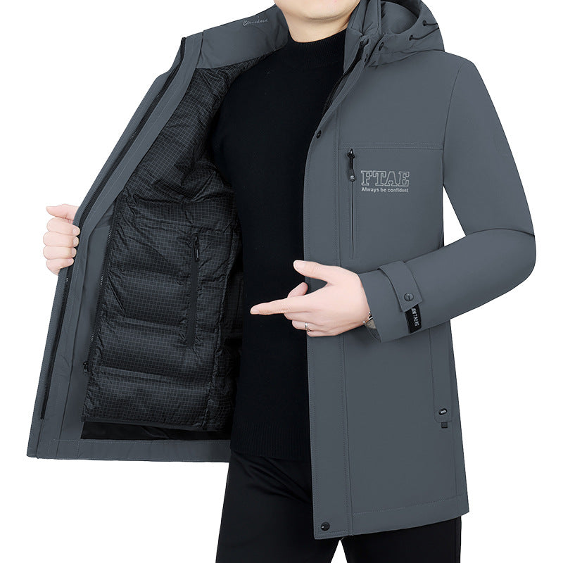Men's modern water-repellent long parka with hood and lightweight thermal insulation Mune Fashion