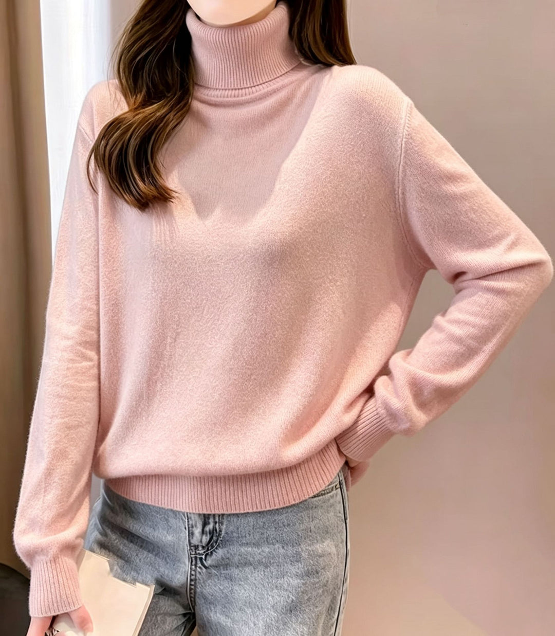 Women's turtleneck sweater with dropped fit and ribbed cuffs Mune Fashion