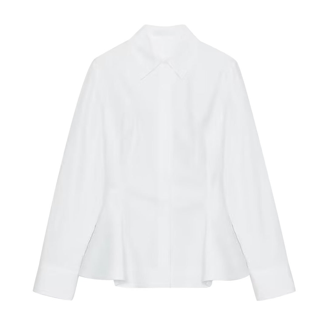 Women Tailored Short Blazer in Peplum Cut with Shirt Collar Mune Fashion