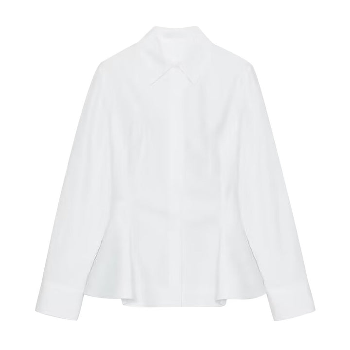 Women Tailored Short Blazer in Peplum Cut with Shirt Collar Mune Fashion