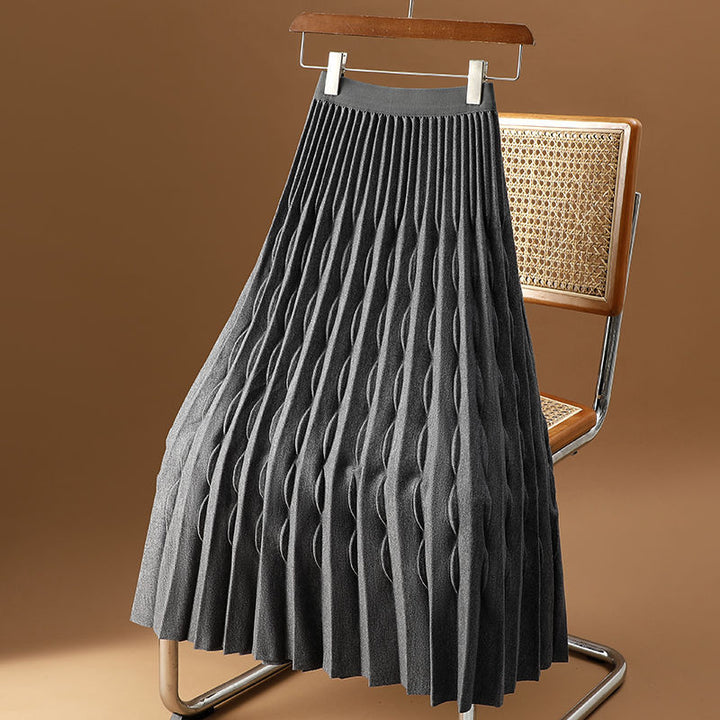 Women's Pleated Skirt with Artistic Wave Pattern Mune Fashion