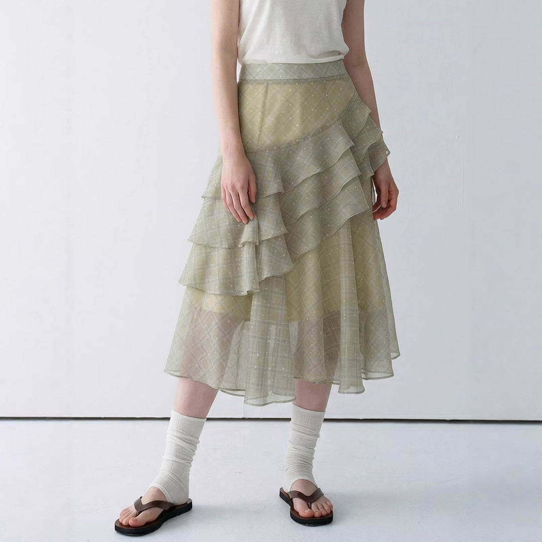 Damen Langer, Plissierter Rock mit Rüschen Mune Fashion