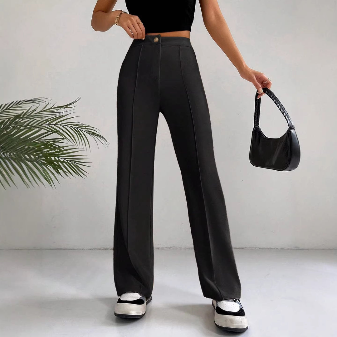 Women's High-Waisted Palazzo Pants with Crease and Wide Leg Drune