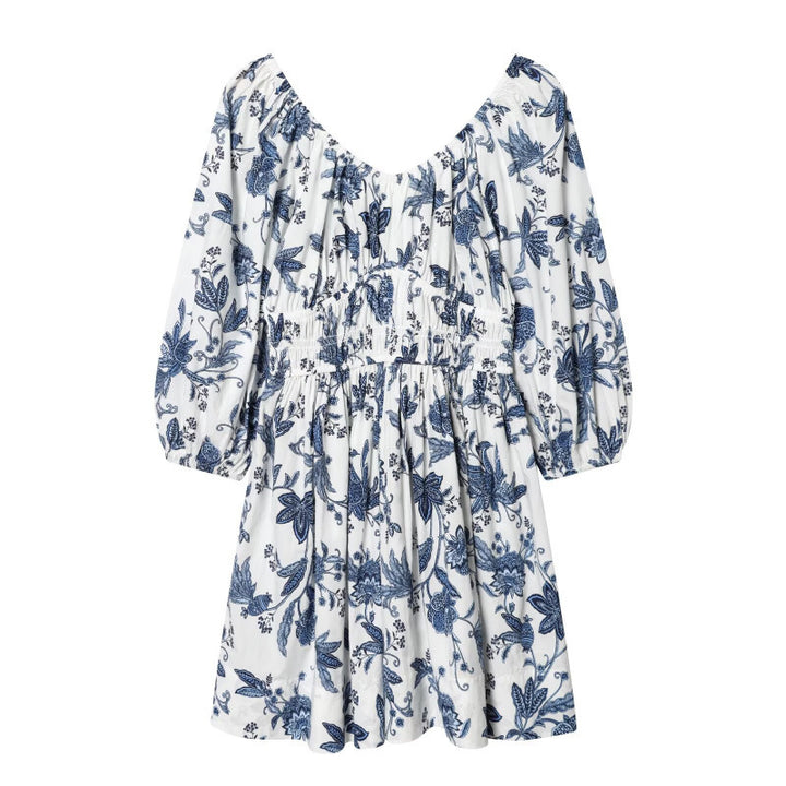 Women's floral dress with smocked waist and voluminous puff sleeves Mune Fashion