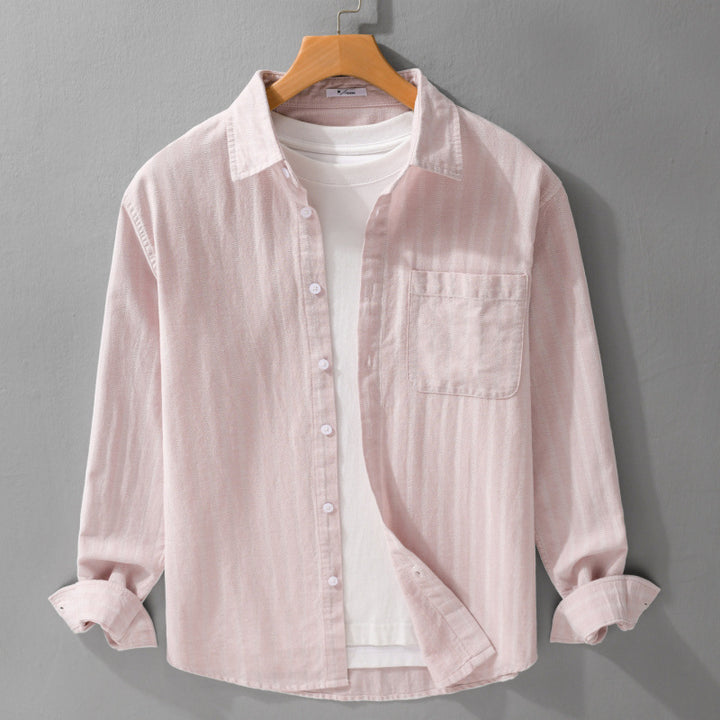 Men's Loose Structured Cotton Shirt in Layering Look with Chest Pocket Mune Fashion
