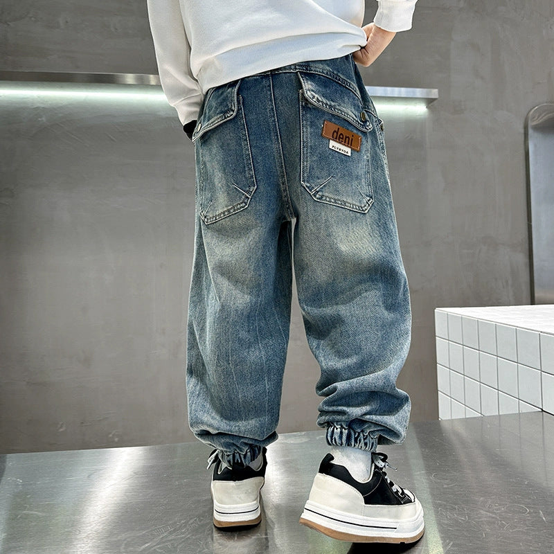 Men's Casual Baggy Jeans with Elastic Waist Mune Fashion