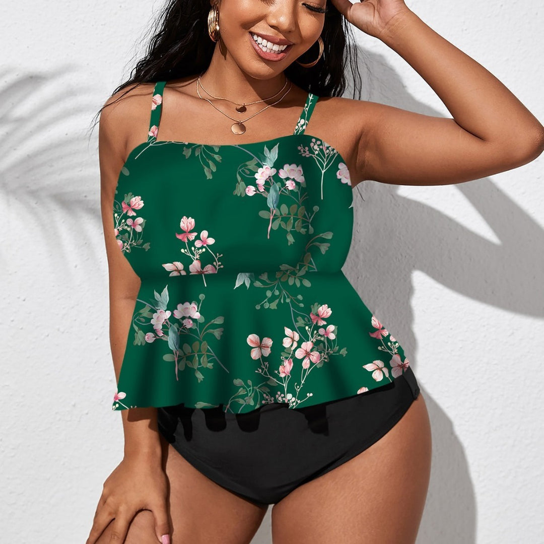 Women's tankini with flared skirt and floral design Mune Fashion