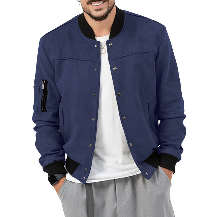 Men's bomber jacket in suede look with snap button closure and arm pocket Mune Fashion