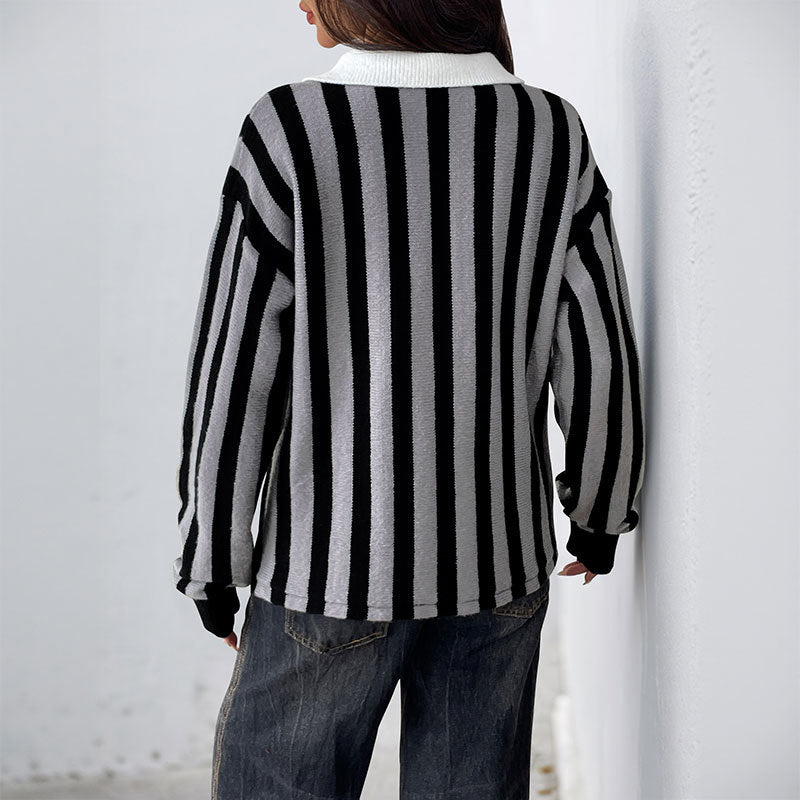 Women’s Sporty Polo Shirt with Stripes Mune Fashion