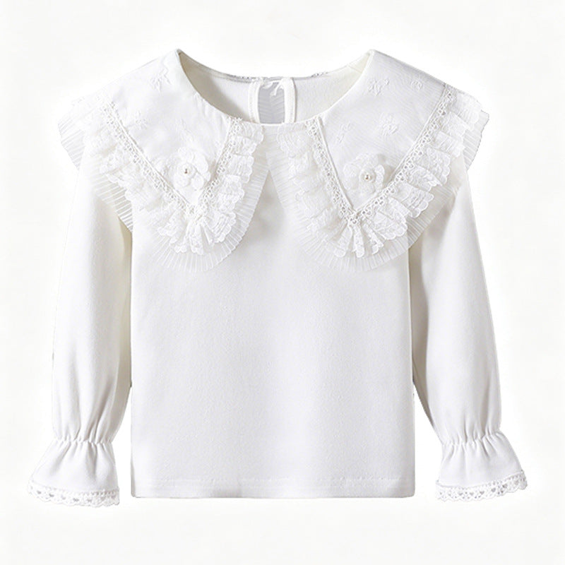 Girl's blouse with romantic ruffled hem and fine embroidery Mune Fashion