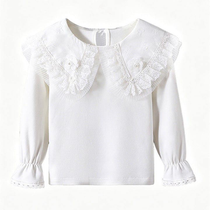 Girl's blouse with romantic ruffled hem and fine embroidery Mune Fashion