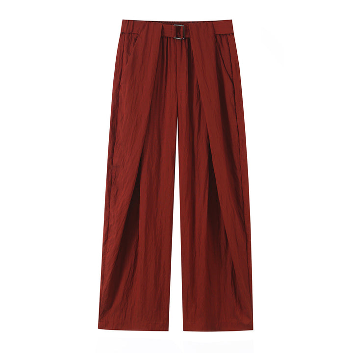 Women’s palazzo pants with wrap front and waist belt Mune Fashion